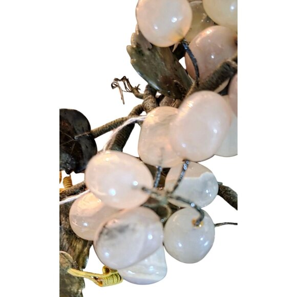 2 Vintage Alabaster & Glass Grape Cluster Decoration White Purple MCM - Picture 7 of 16